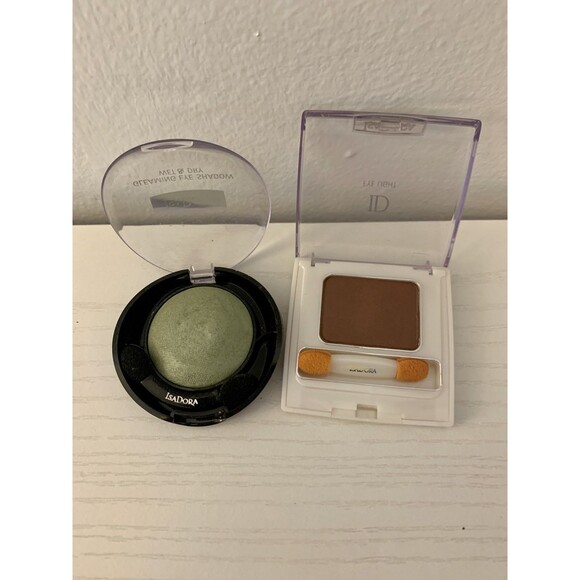 VTG 2X IsaDora Gleaming Eye Shadow Wet Dry Pistachio Green Light 77 Cacao Dream - Picture 12 of 12